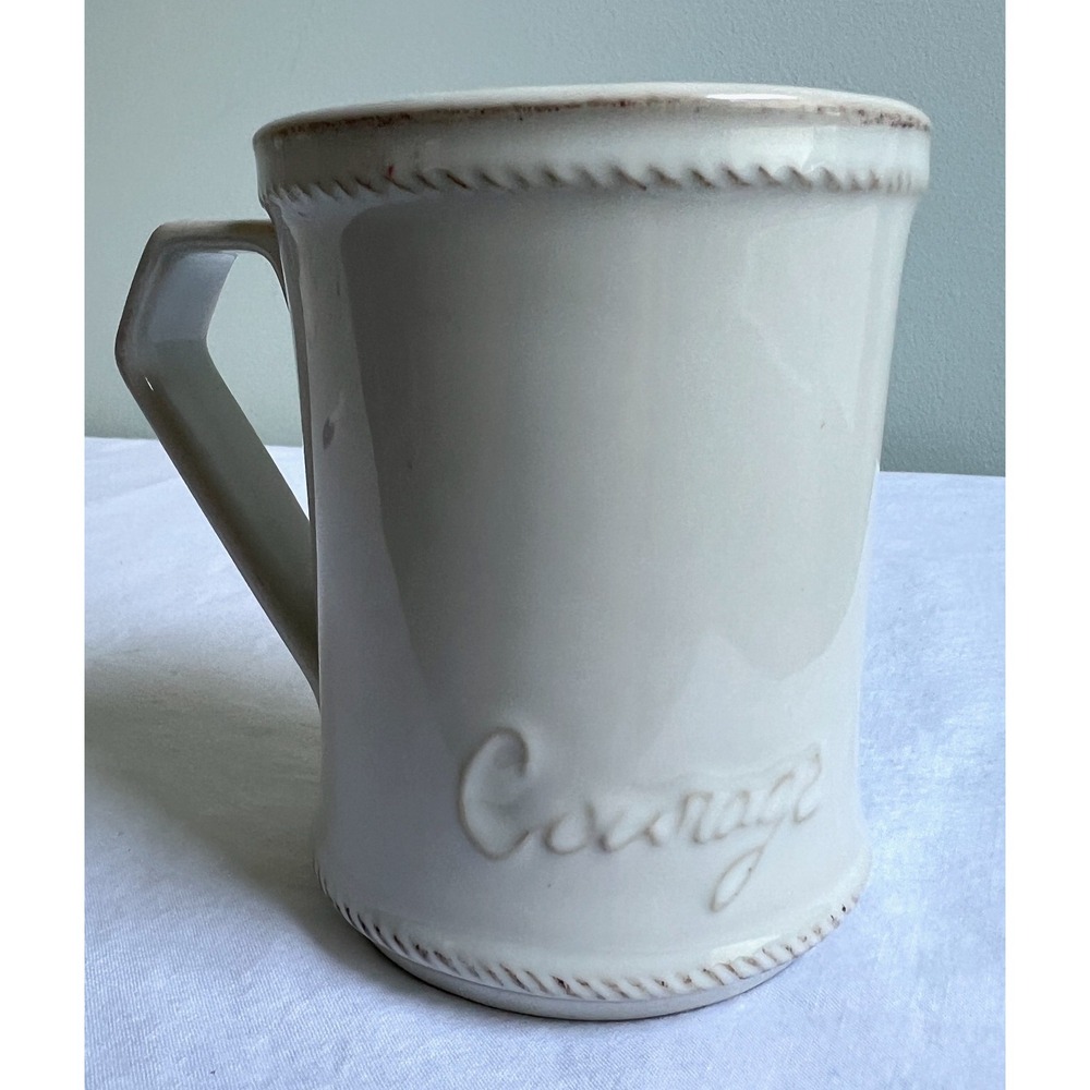 Juliska Ceramics Courage Lion Berry & Thread Whitewash Mug Coffee Cup Excellent - Picture 4 of 8